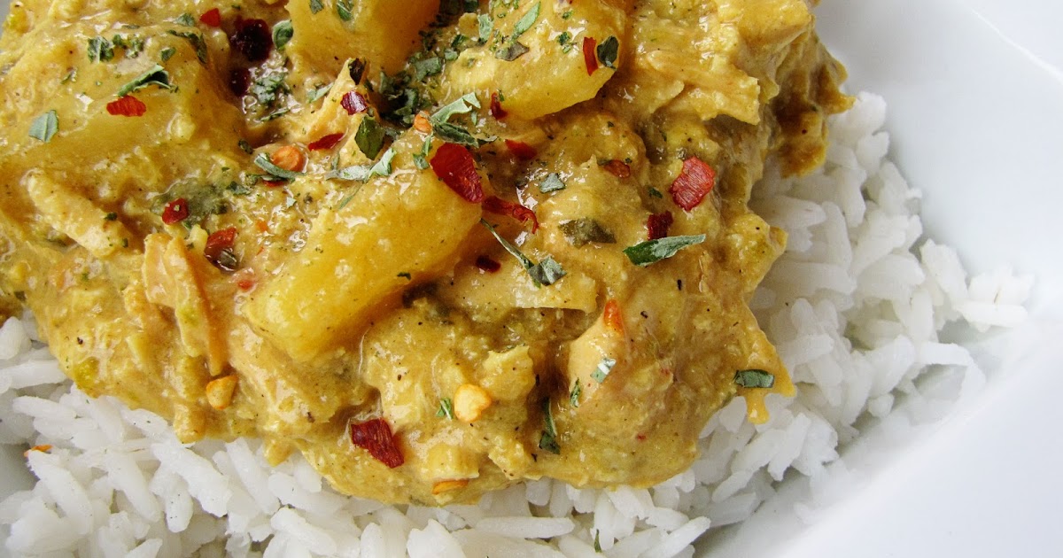 slow cooker coconut chicken curry with pineapple Sweet Anna's